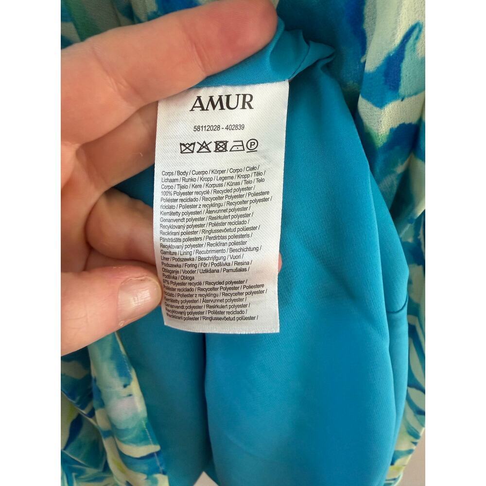 AMUR Scottie Pleated Blue Floral Strapless Midi Garden Party Dress Sz 4 NWOT - Picture 9 of 9